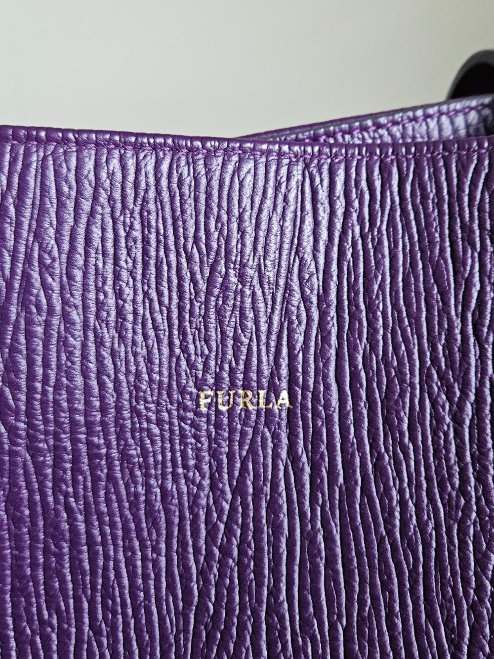 Furla Textured Leather Expandable Tote - Purple - Medium/Large - Picture 9 of 10